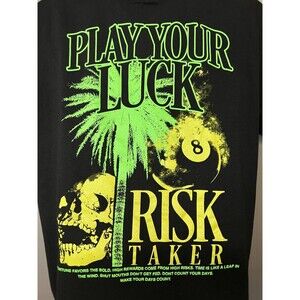 Play Your Luck Risk Taker Nova Men Shirt Mens XL Black Skull 8 Ball Graphic Tee